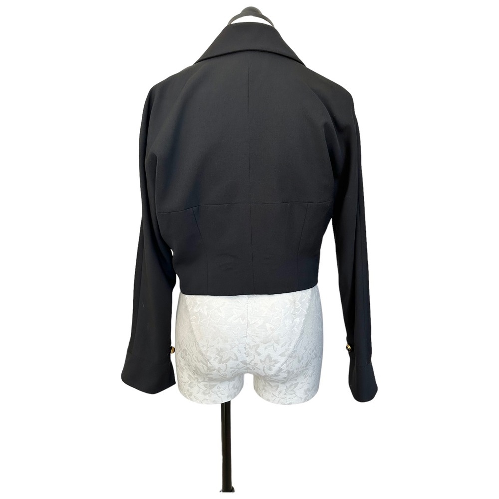 Karl Lagerfeld Vintage Cropped Jacket Triple Lapel Made in France Wool & Silk - Picture 6 of 12